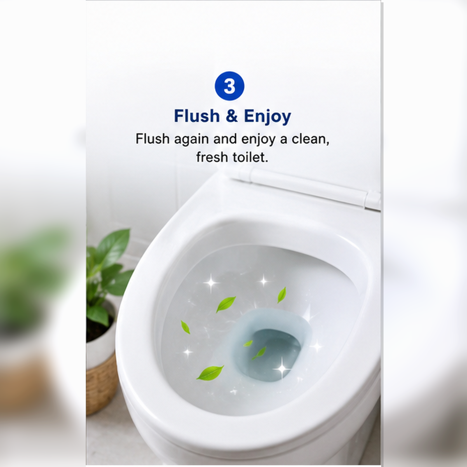 Step 3: flush again and enjoy a clean toilet