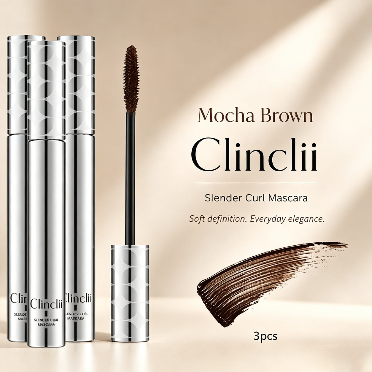 Clinclii Waterproof Mascara for 24-Hour Volume, Lift & Definition – Long-Lasting Thick, Defined Lashes