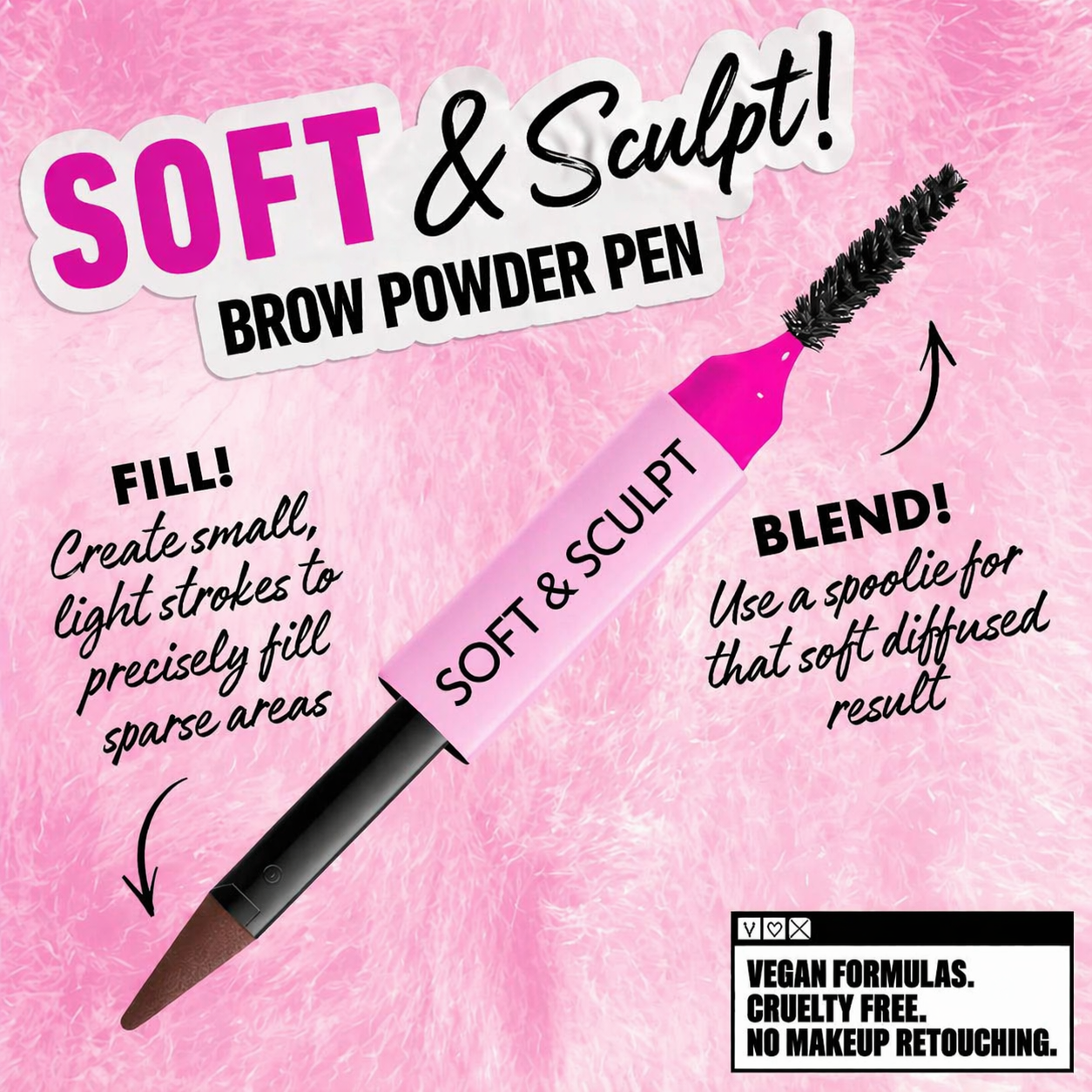 Soft & Sculpt Brow Powder Pen, 24H Wear, Cream To Powder Eyebrow, Transfer-Resistant Formula,  Professional Makeup💄