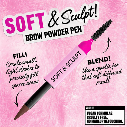 Soft & Sculpt Brow Powder Pen, 24H Wear, Cream To Powder Eyebrow, Transfer-Resistant Formula,  Professional Makeup💄