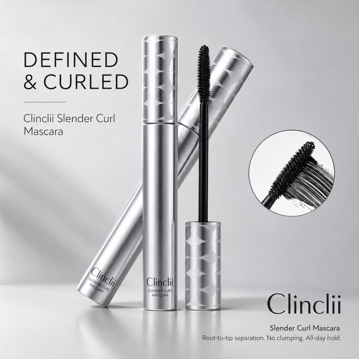 Clinclii Waterproof Mascara for 24-Hour Volume, Lift & Definition – Long-Lasting Thick, Defined Lashes