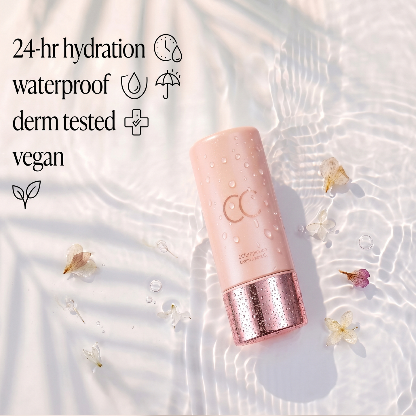 CC Color-Correcting Tinted Serum – Lightweight, Shade-Adaptive Coverage with 24H Hydration & 16H Waterproof Wear