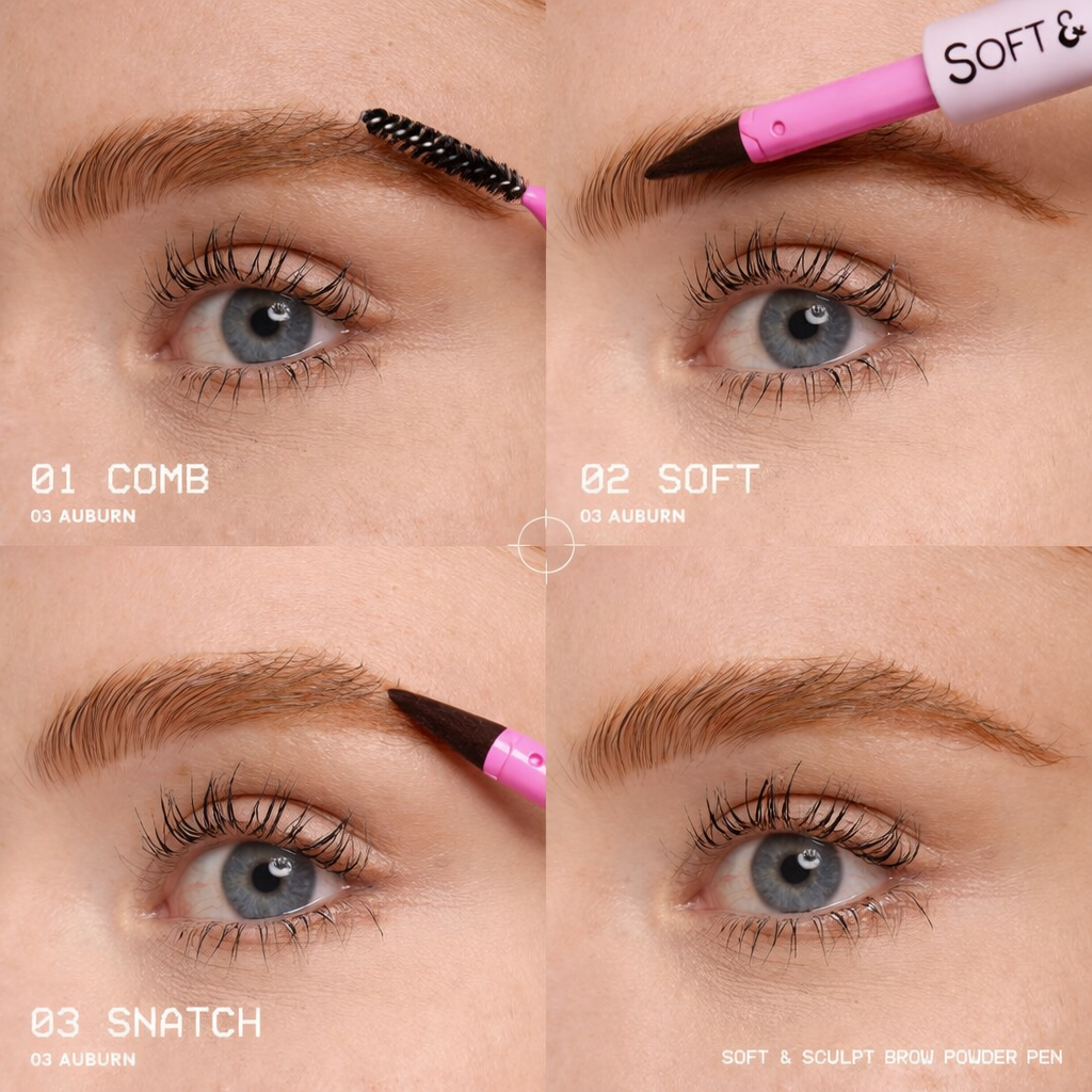 Soft & Sculpt Brow Powder Pen, 24H Wear, Cream To Powder Eyebrow, Transfer-Resistant Formula,  Professional Makeup💄