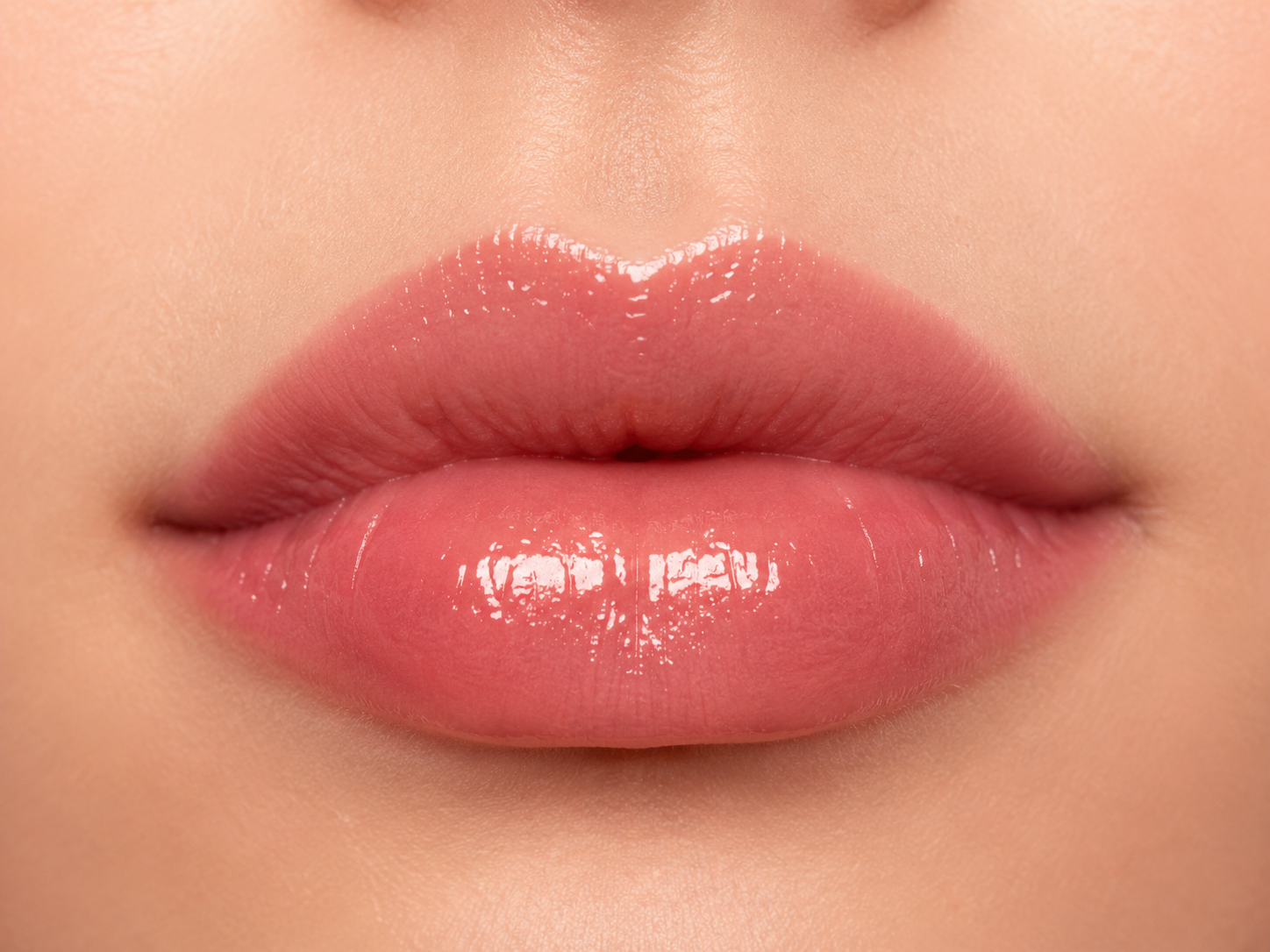 Finished fuller-looking glossy lips