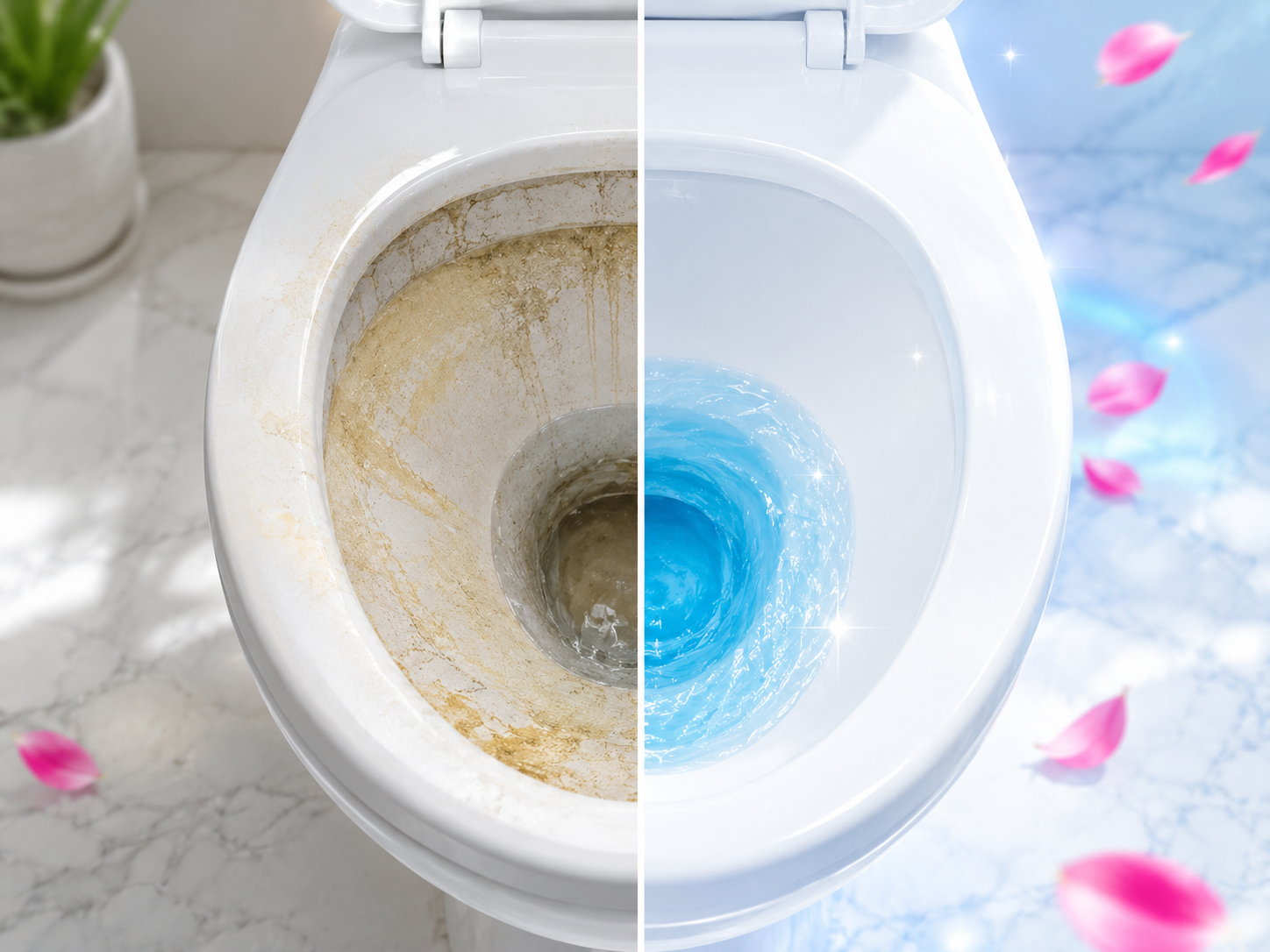 Visible toilet cleaning results